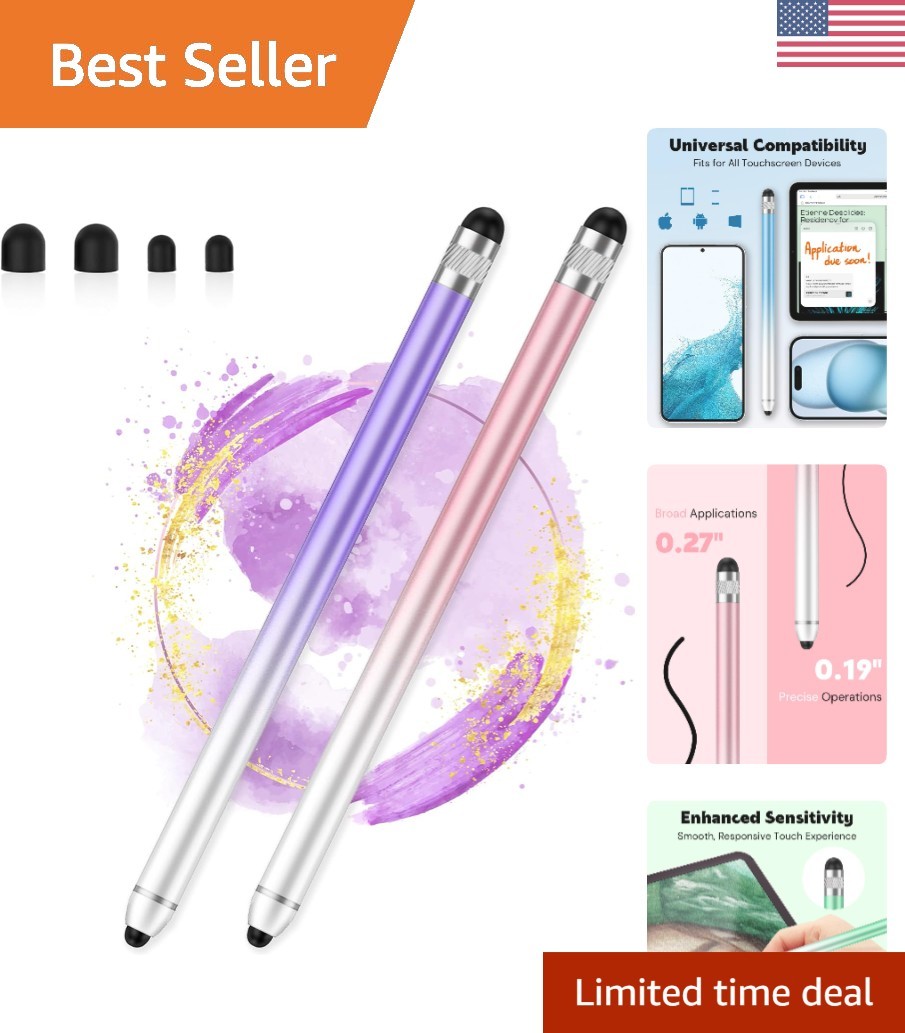 Comfortable Pink and Purple Stylus Pen Set - Ideal for iPhone and Tablets