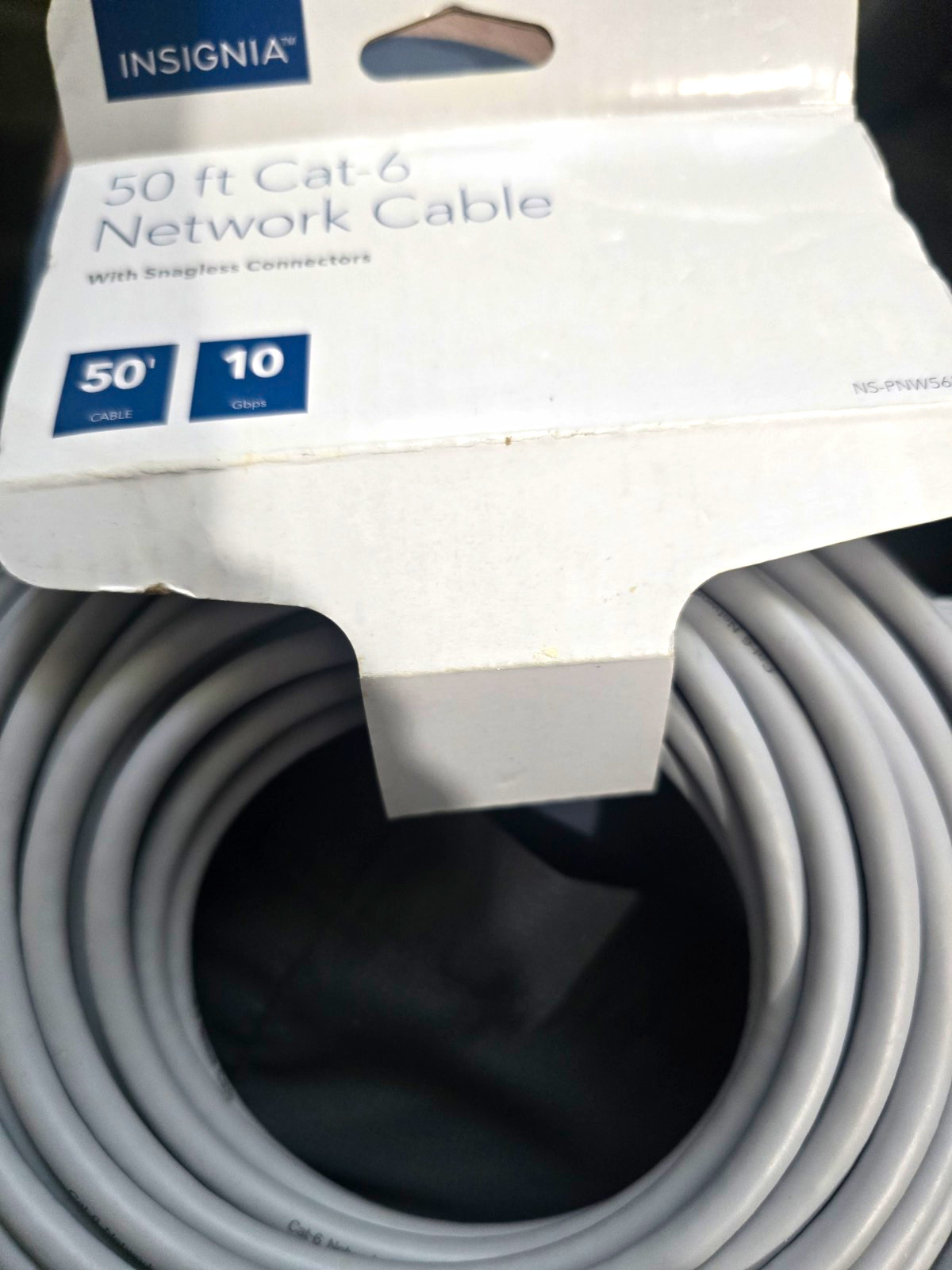 Insignia Cat 6 Ethernet Cable 50 ft Gray 10 Gbps Snagless Round