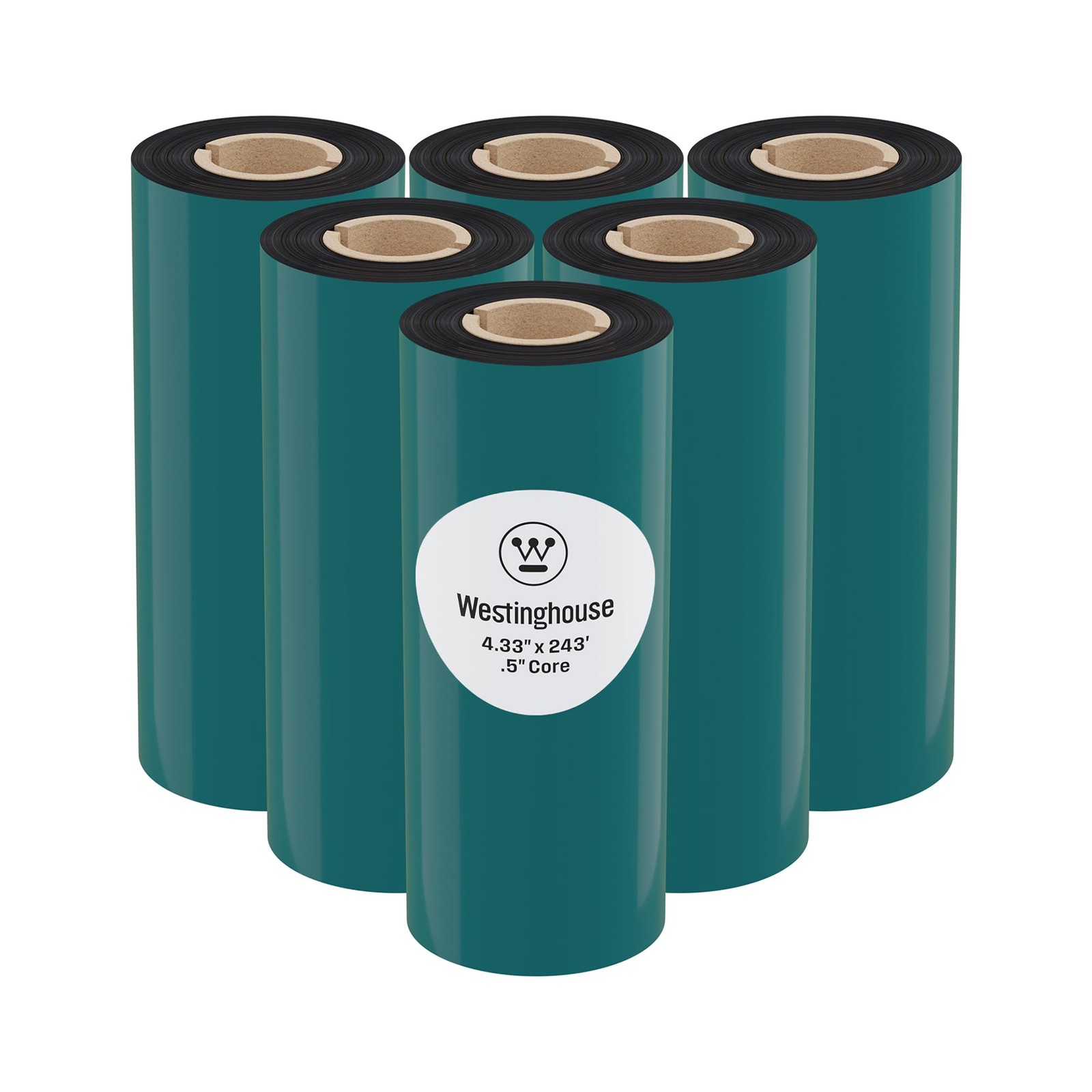 Westinghouse Thermal Transfer Ribbon, 4.33 IN x 233 FT (Pack of 6), Black