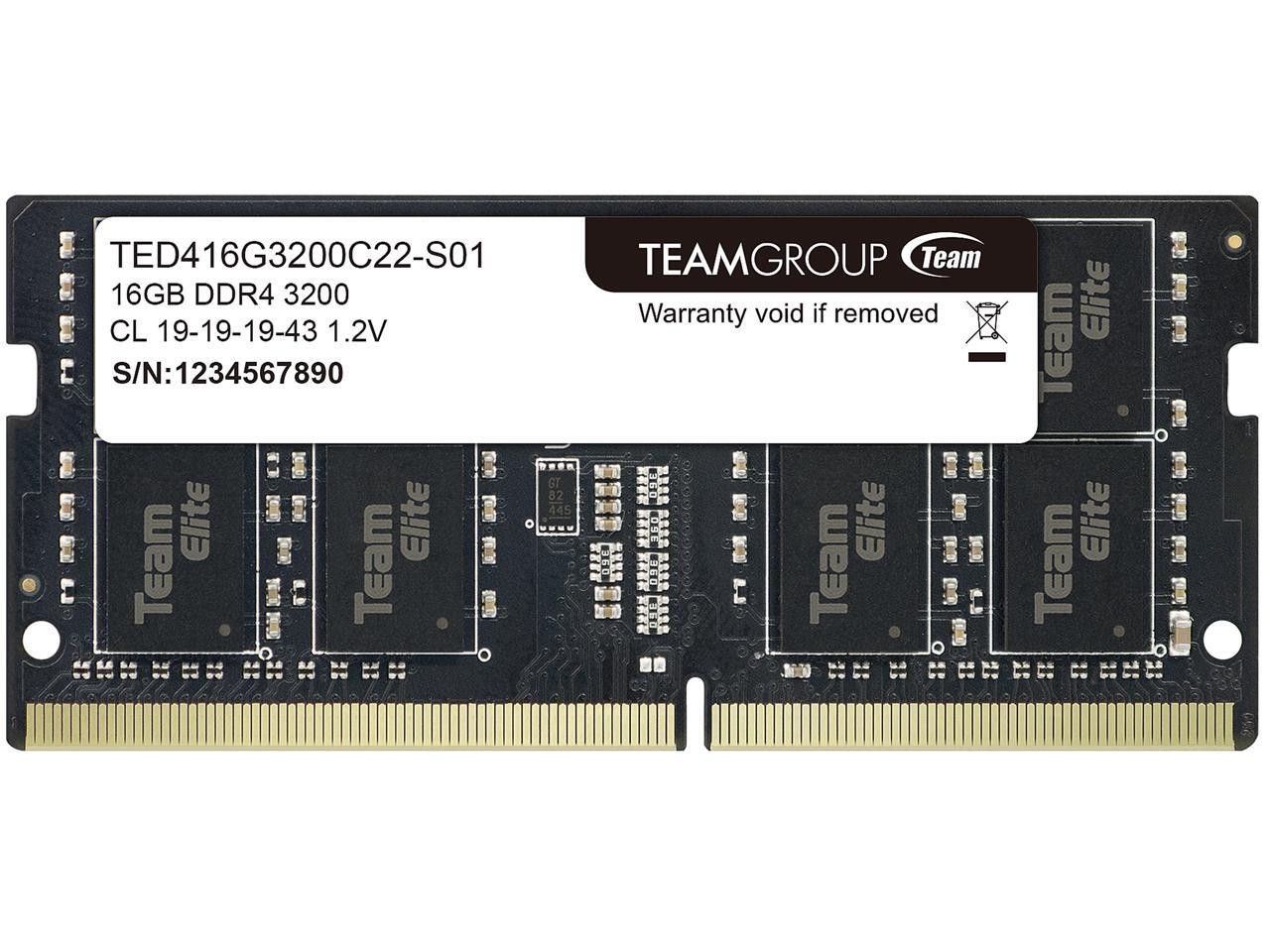 Team Elite 16GB 260-Pin DDR4 SO-DIMM DDR4 3200 (PC4 25600) Laptop Memory Model
