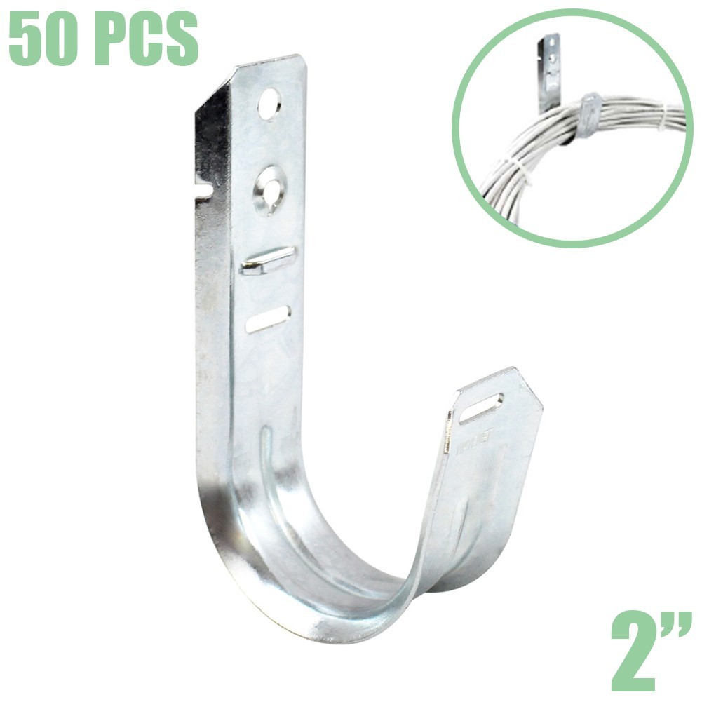 50 Pcs 2" J Hook Wall Mount Hanger Cat6 Cat5e Network Cable Wire Cord Management