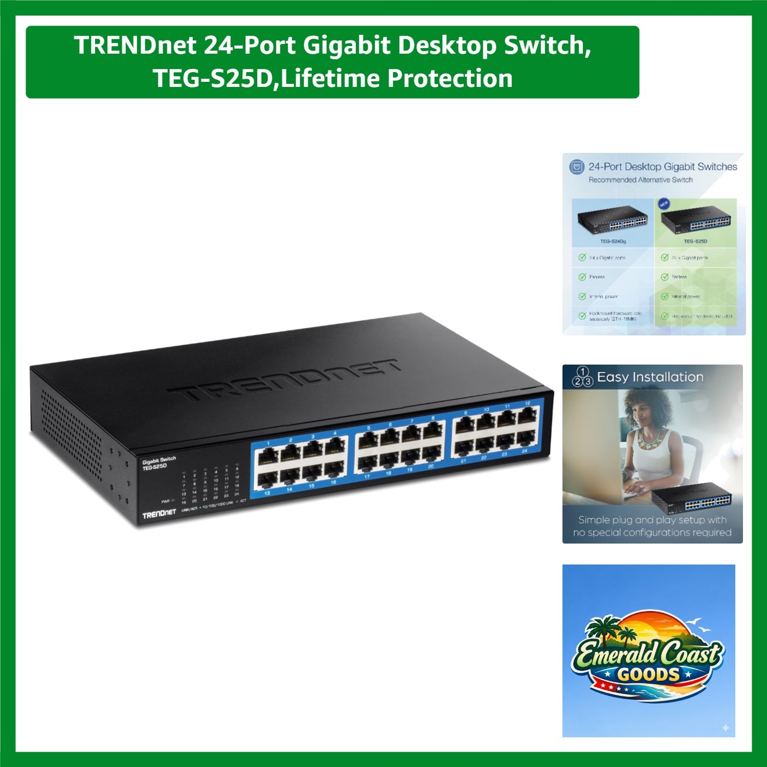 Effortless Networking with TEG-S25D - 24-Port Gigabit Switch, Fanless & Durable