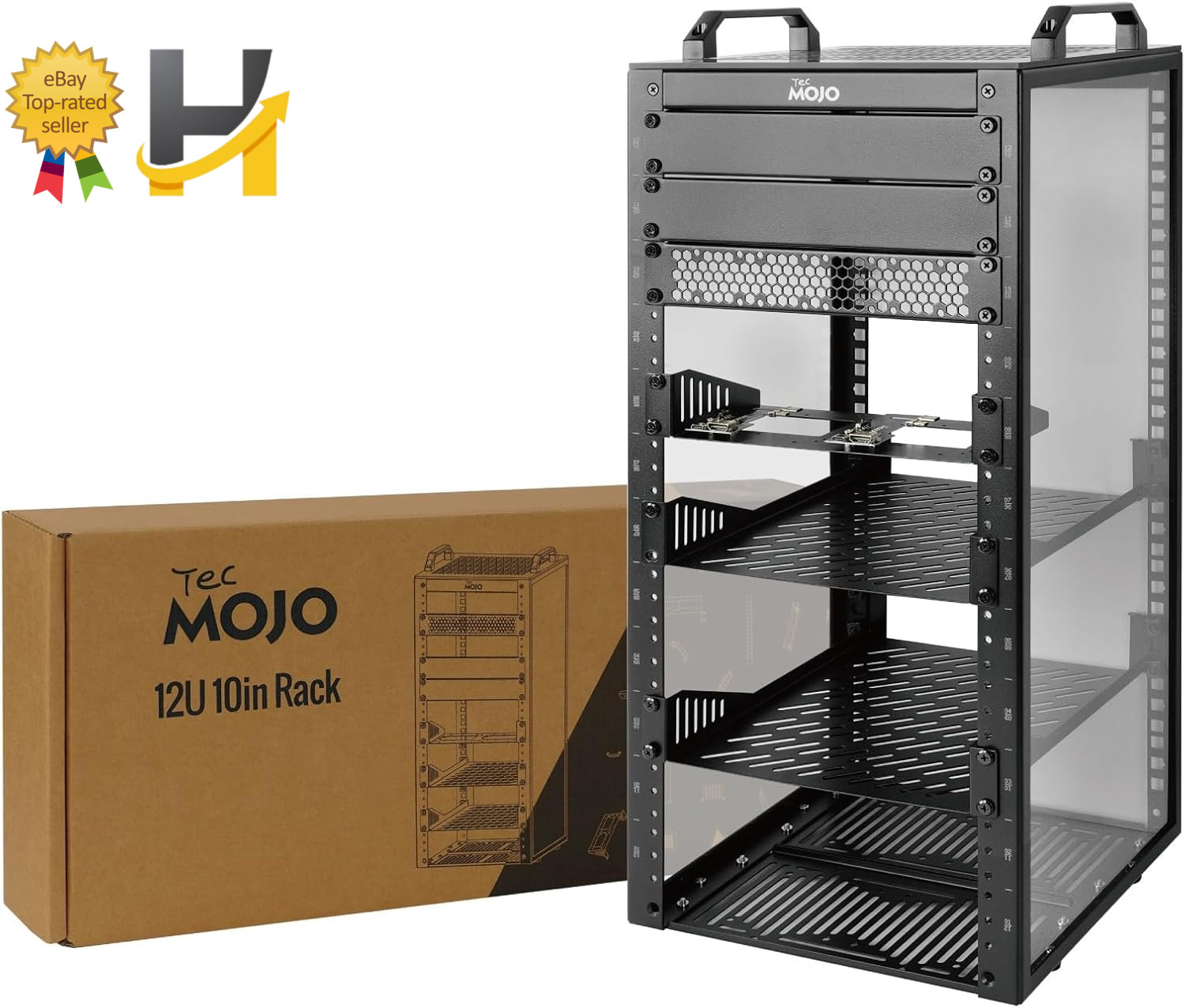 12U Network Rack 10" Mini Server Rack w/2 Side Translucent Panels & 2 Top Handle