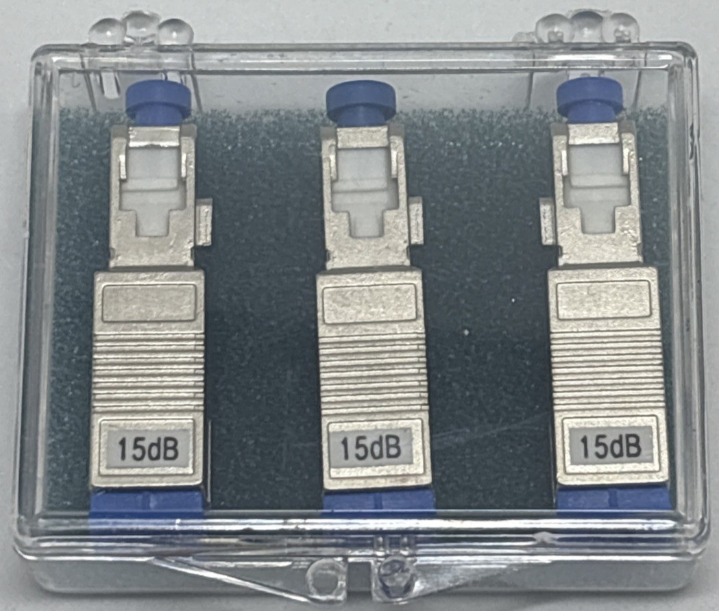 3x SC/UPC 15dB Singlemode Fiber Optic Fixed Attenuators Male-Female