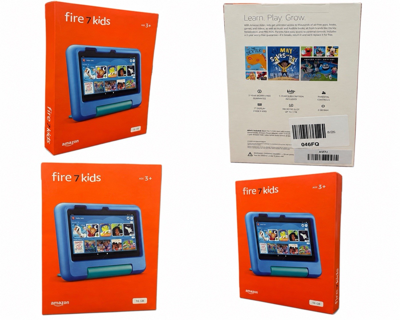 New Amazon Fire 7 Kids 7" Tablet 16GB 2GB RAM Wi‑Fi USB‑C Blue/Green Parental 