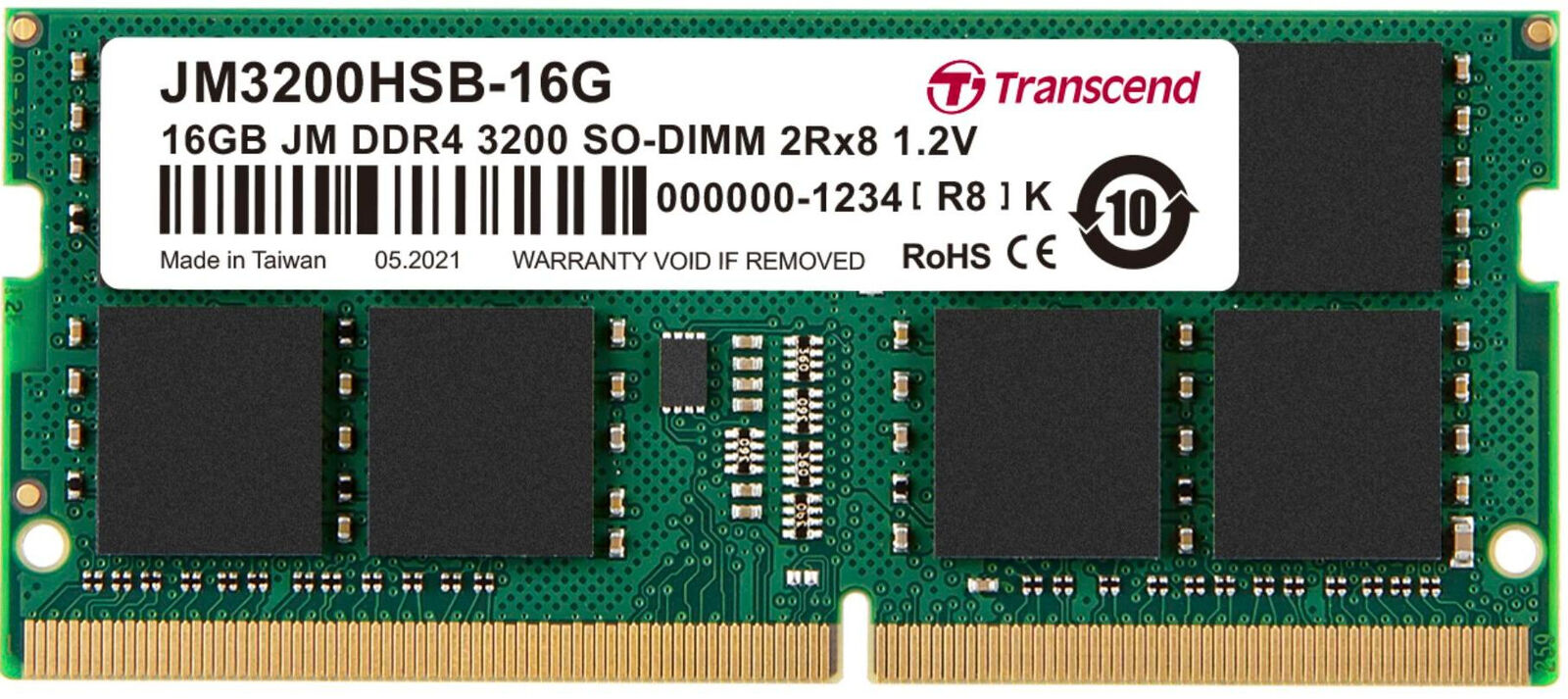 16GB Transcend JetRam DDR4 3200Mhz PC4-25600 CL22 SO-DIMM Laptop Module 260 Pins