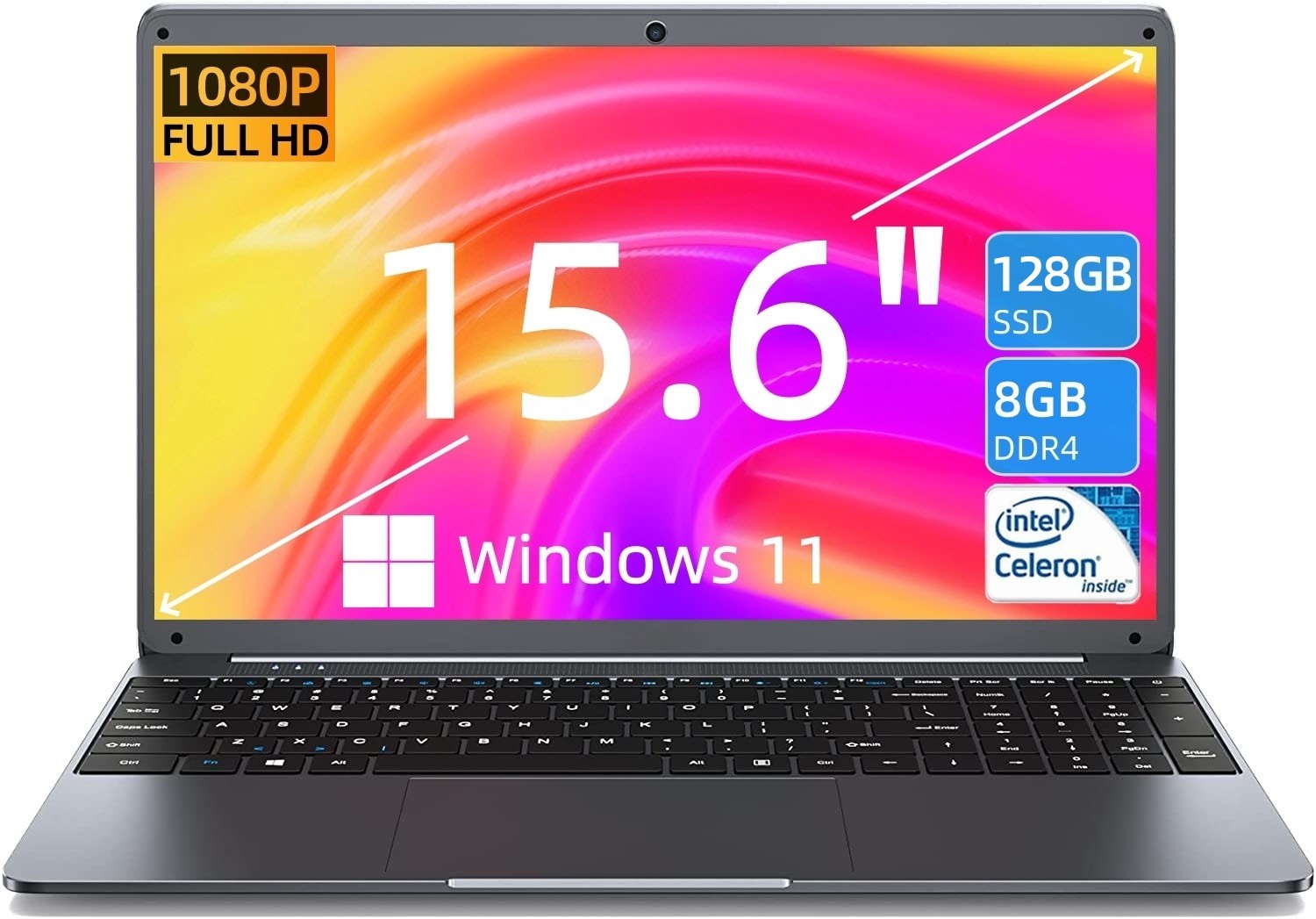 SGIN NEW Portable Laptop 15.6" Intel Celeron 8GB RAM 128GB SSD Windows 11