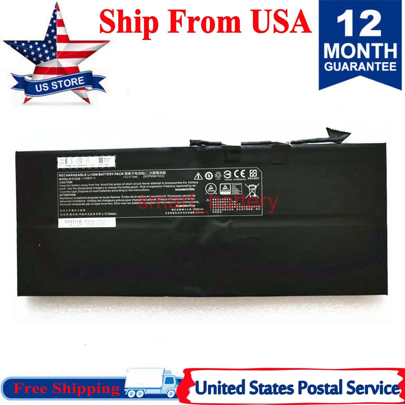 L140BAT-4 Laptop Battery for CLEVO L140CU L141CU L140MU L141MU 7.7V 9.6AH 73WH