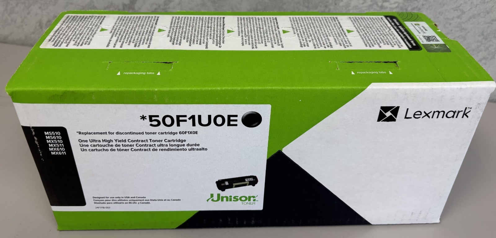 Lexmark Genuine 50F1U0E Ultra HY Black Toner Original OEM MS 510 610 MX 511 611