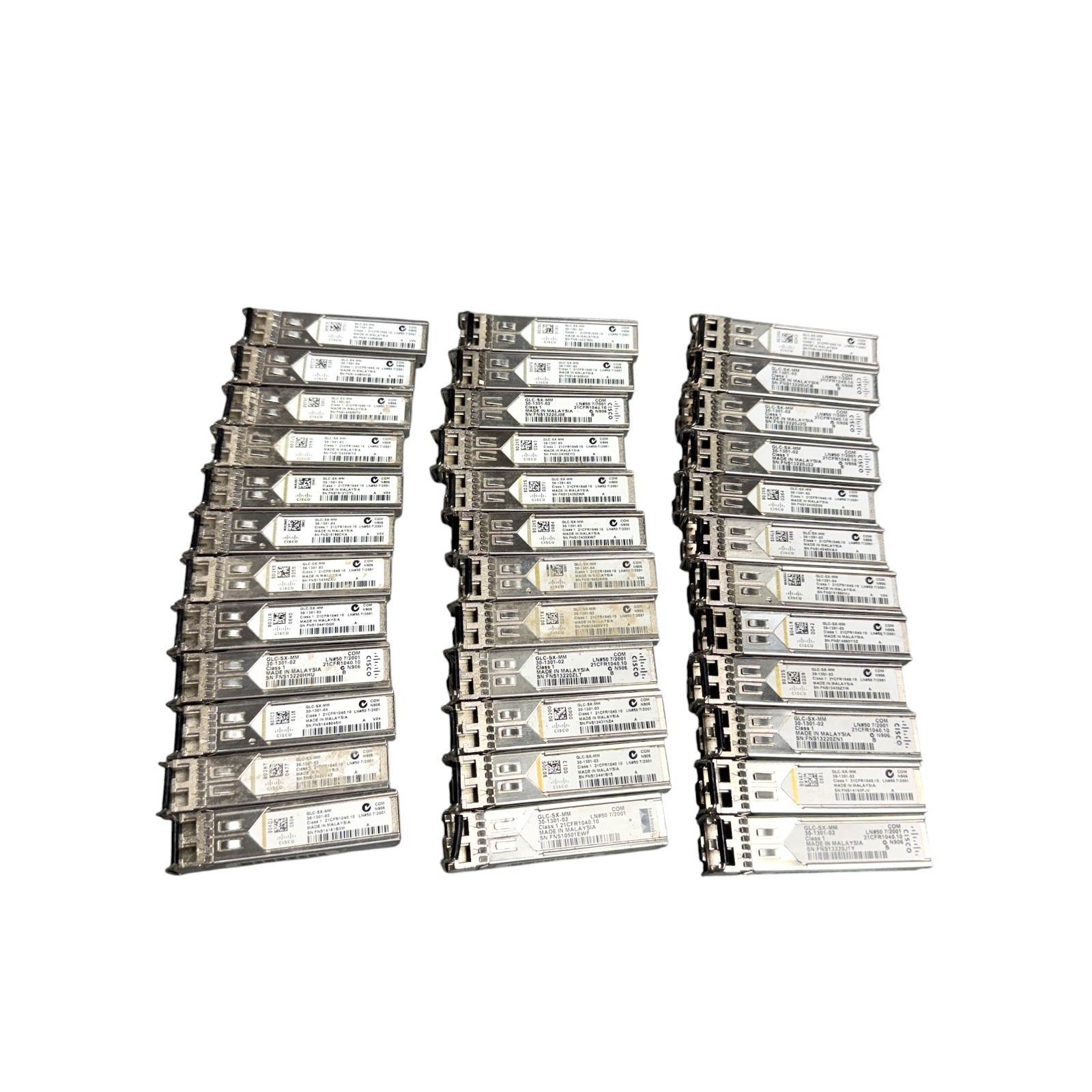Lot of 36 Cisco GLC-SX-MM 1000BASE-SX SFP Transceiver Modules 30-1301-02/03/04