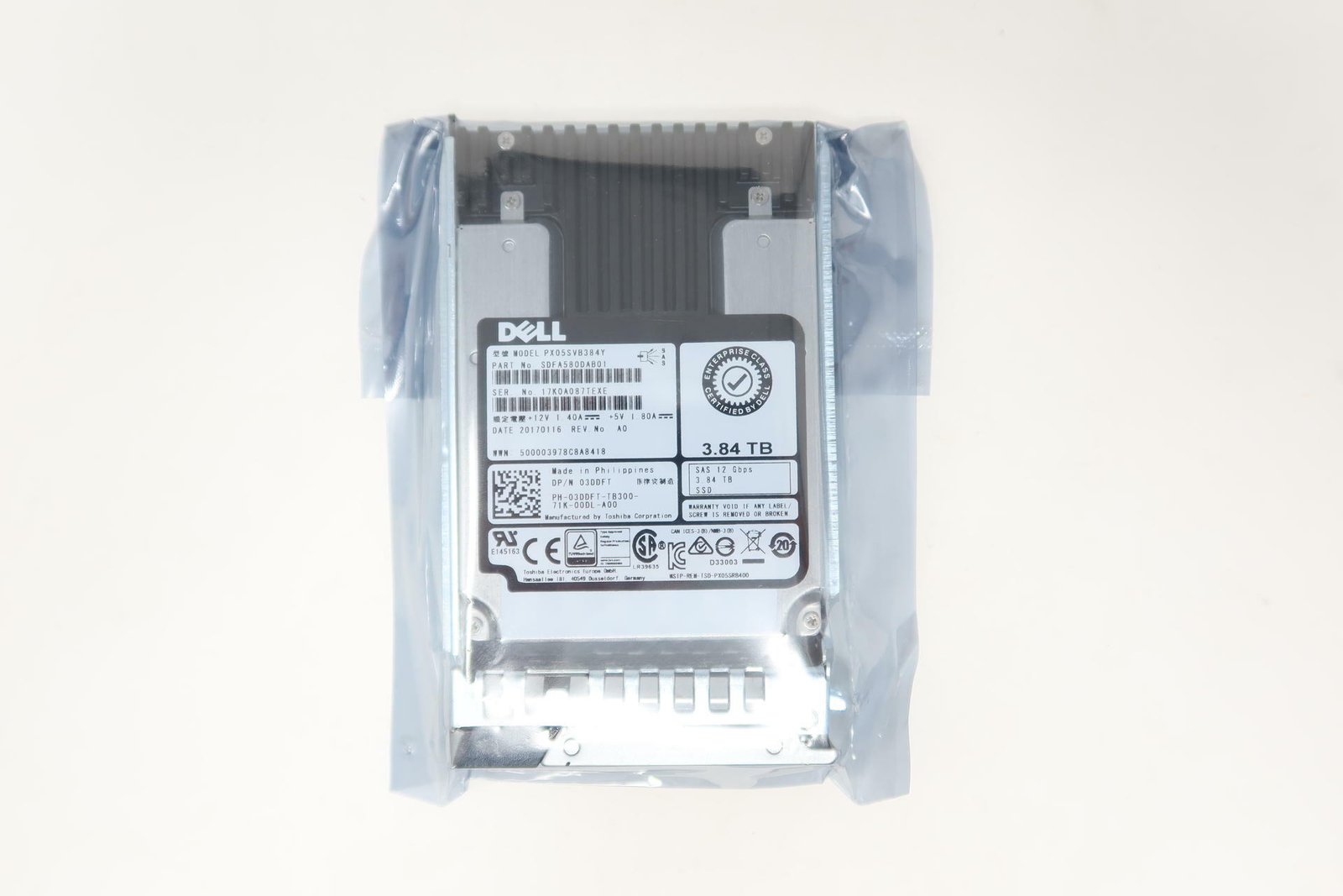 PX05SVB384Y 03DDFT Dell 3.84TB 2.5" SAS SFF 12G MU SSD Server SSD