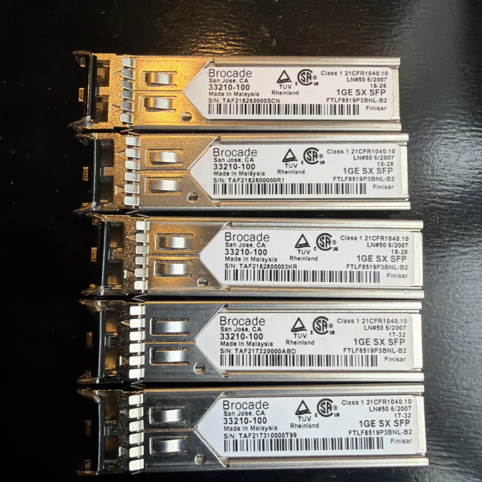Lot Of 6x Brocade 33210-100 Transceiver Module - Silver
