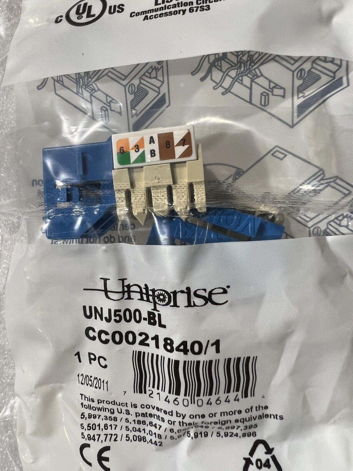 CommScope Uniprise UNJ500-BL CC0021840/1 Cat5e Jack - Blue - NEW