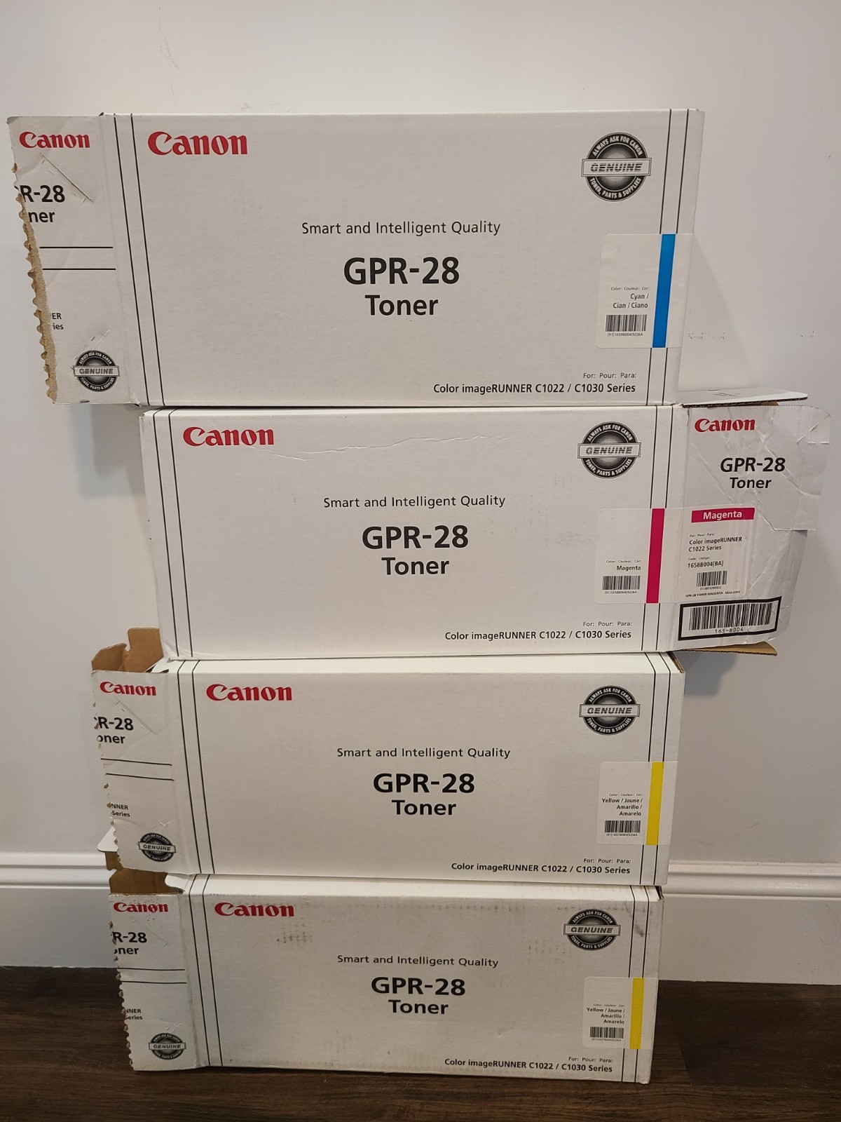 Set Of Canon GPR-28 Genuine OEM Toner Cartridges Cyan Magenta Yellow