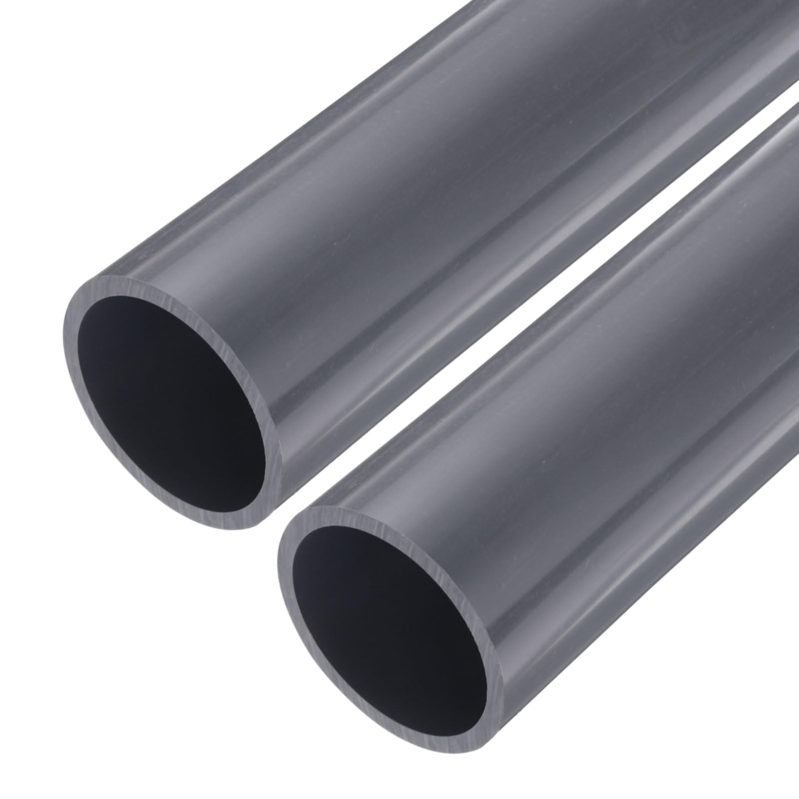 MECCANIXITY 3" PVC Rigid Tube 63.8mm ID 75mm OD 9" Length Light Grey 2pcs
