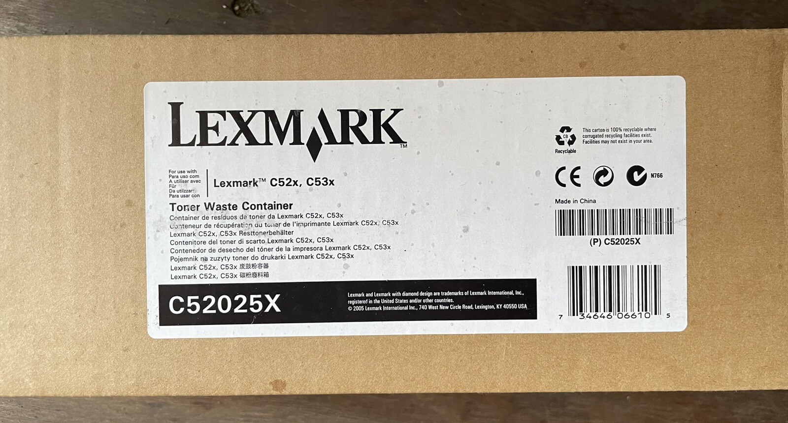 New In Box Lexmark Waste Toner Container C52025X