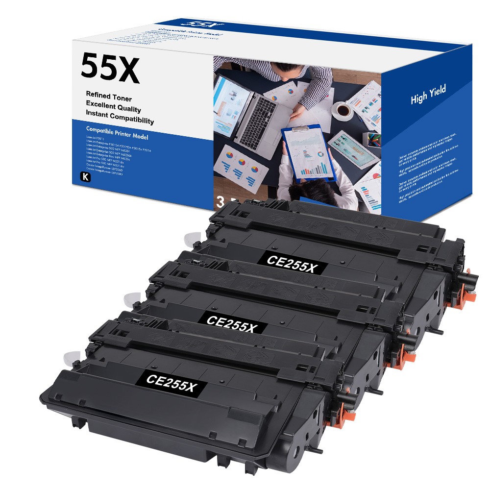 3PK CE255X Toner Cartridge fit for LaserJet Pro 500 MFP M521dz Enterprise P3015x
