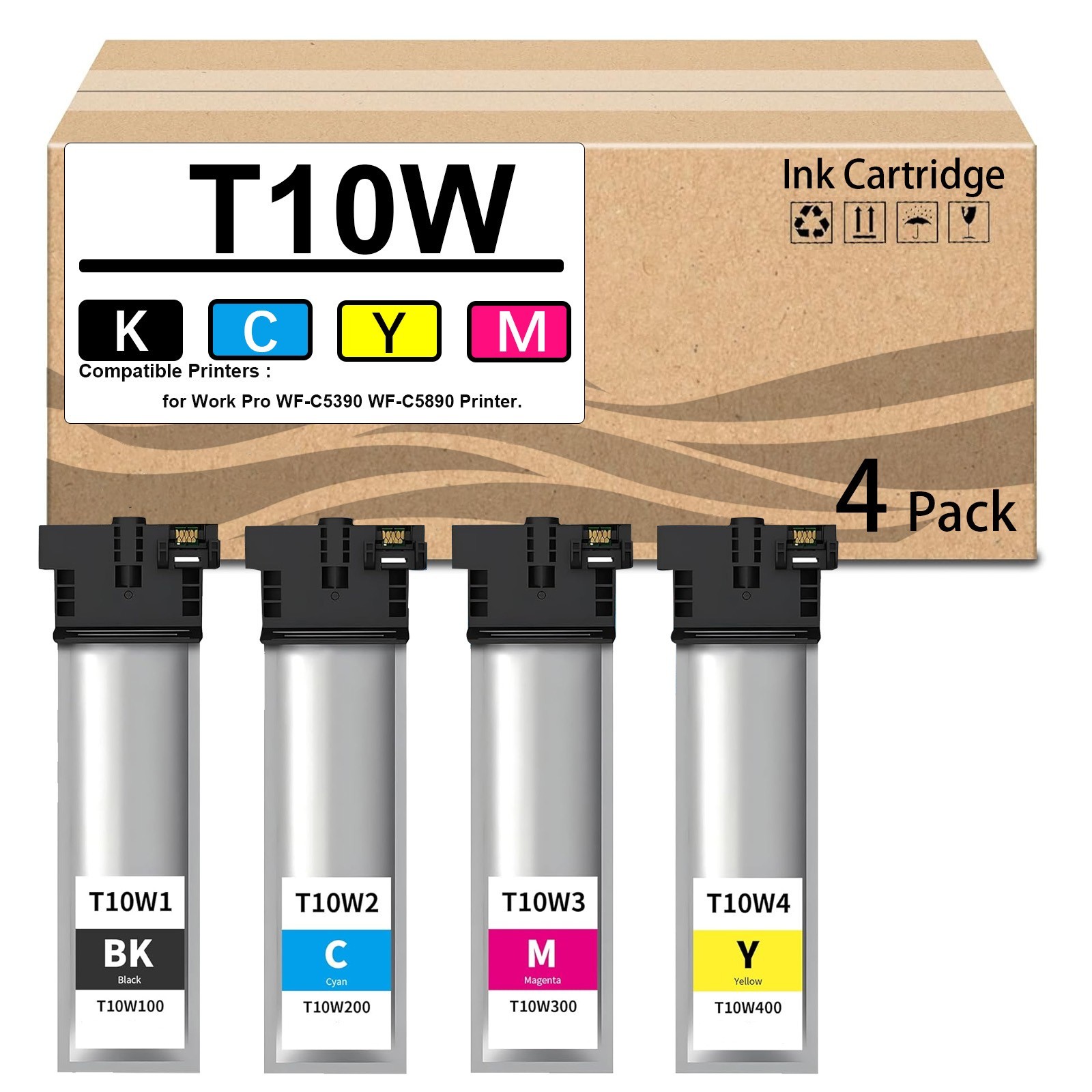 4 Pack T10W T10W100 T10W200 T10W300 T10W400  Ink Cartridge for Work Porce
