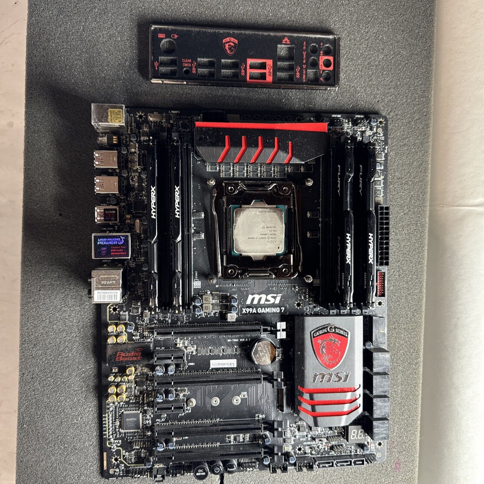 MSI x99a motherboard gaming 7 + Intel core i7-5820k 3.30ghz 6core 32G Ram DDR4