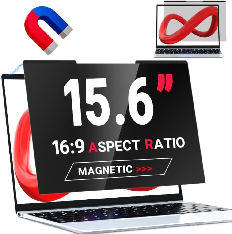 15.6 inch 16:9 privacy screen protector, Magnetic Design, Blue Light Blocking, E