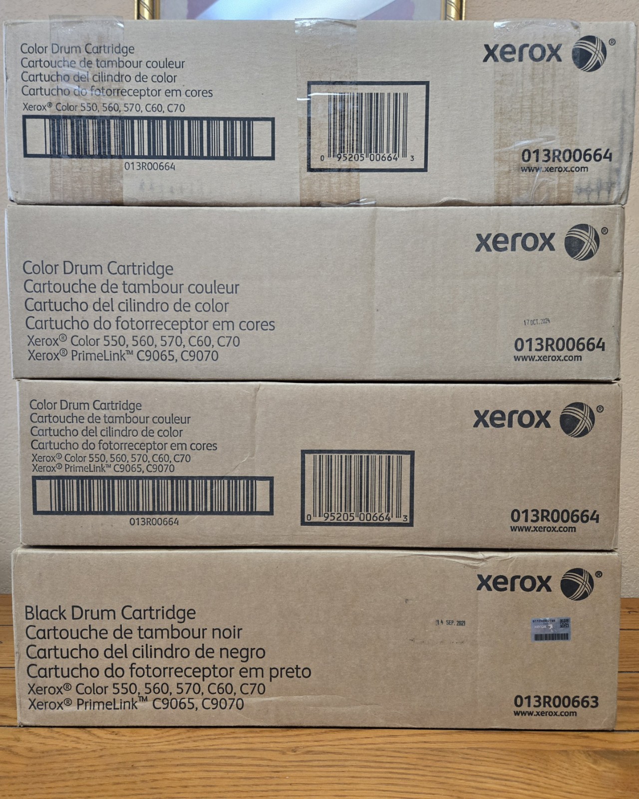 NIB OEM XEROX 550 560 570 C60 C70 DRUM SET 3 COLOR 013R00664 1 BLACK 013R00663