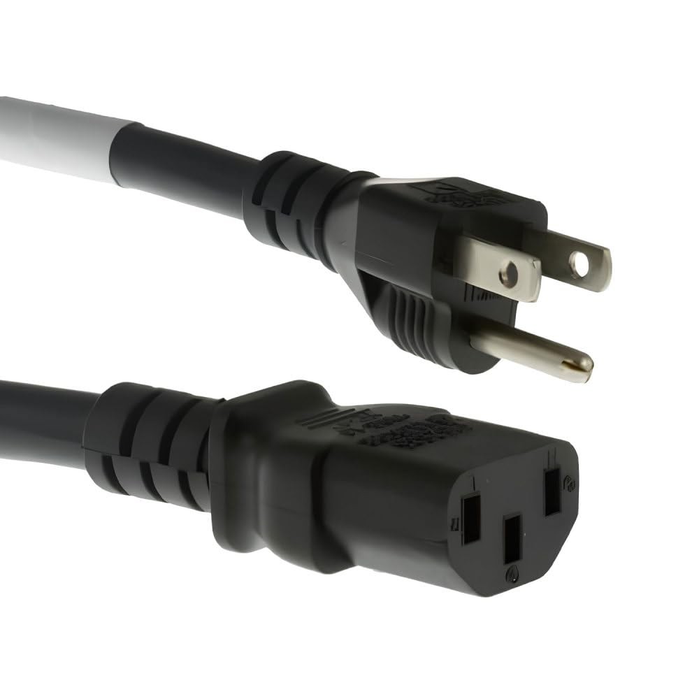 Heavy Duty AC Power Cord 15ft (4.5m), 14AWG NEMA 5-15P to C13