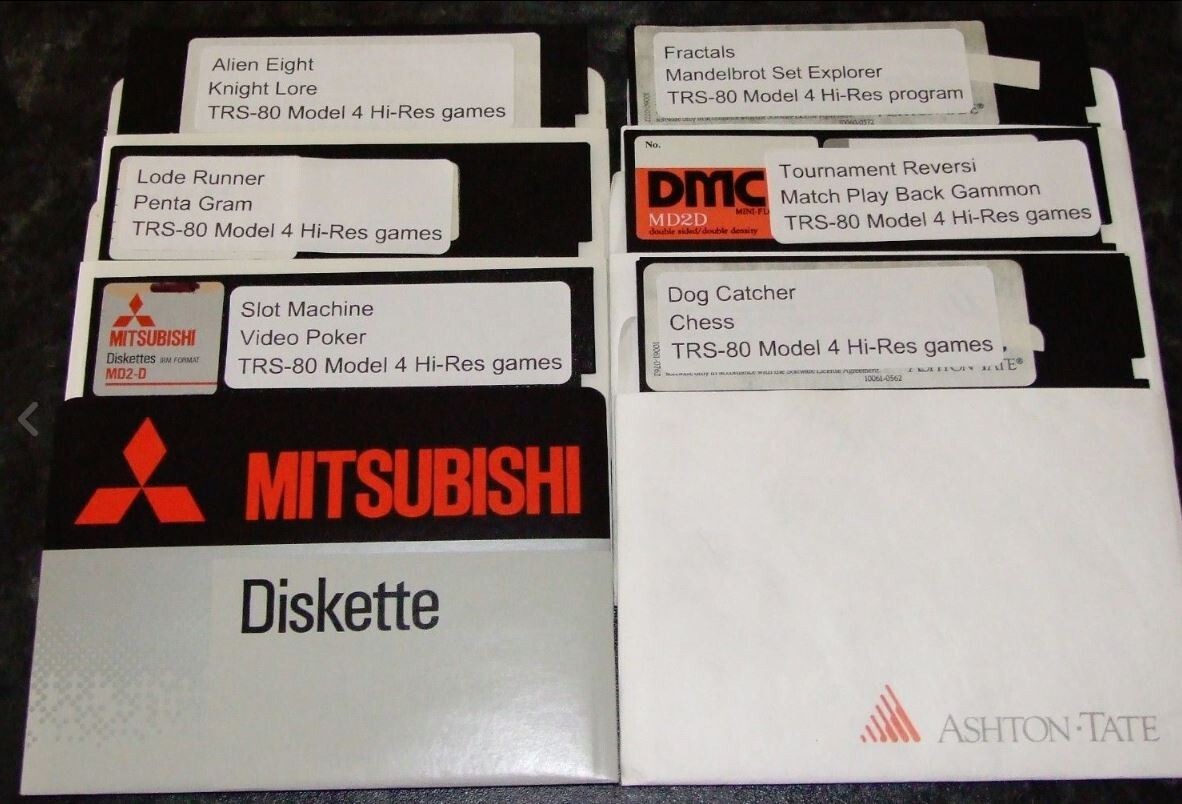 5 Disks of Games for the TRS-80 Model 4 / 4P with Hi-res graphics upgrade