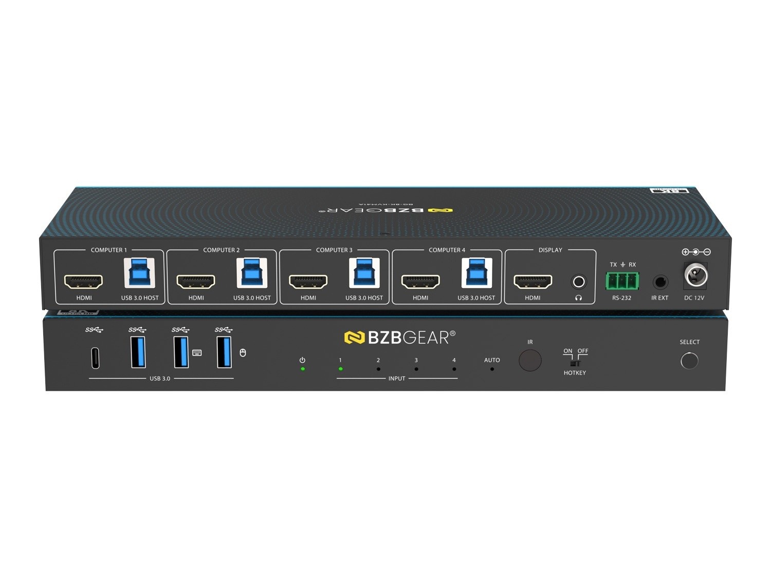 BZBGEAR BG-8K-KVM41A 8K UHD HDMI 2.1 4x1 KVM Switch USB 3.0/Hotkey/IR