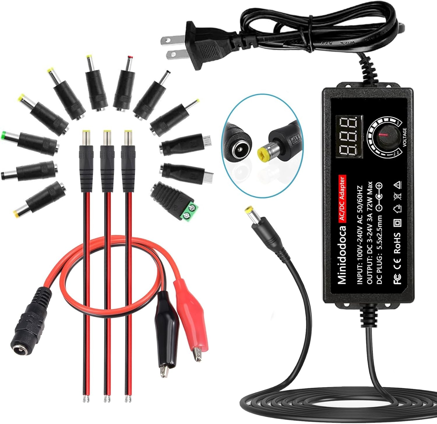 72W Power Supply Adjustable 3V ~ 24V Variable Universal Switching AC/DC... 