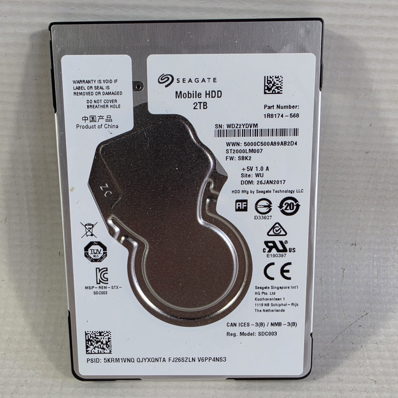 Seagate Mobile ST2000LM007 2TB 2.5" SATA 6Gb/s Laptop HDD 1R8174-568 Hard Drive