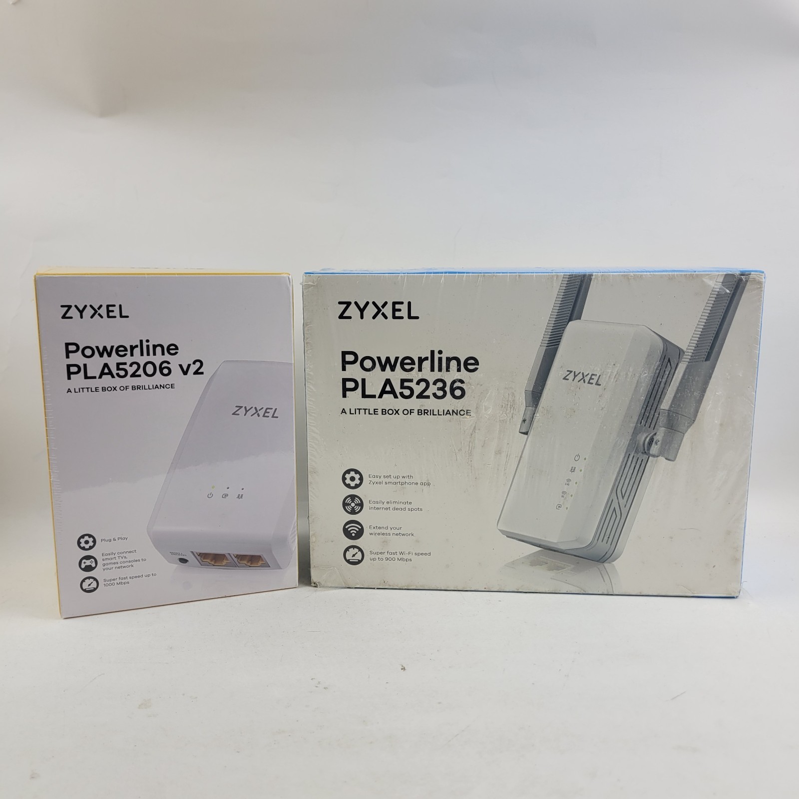 EU OUTLET Zyxel Powerline AC900,1000 Mbps Wireless Extender PLA5236 & PLA5206 V2