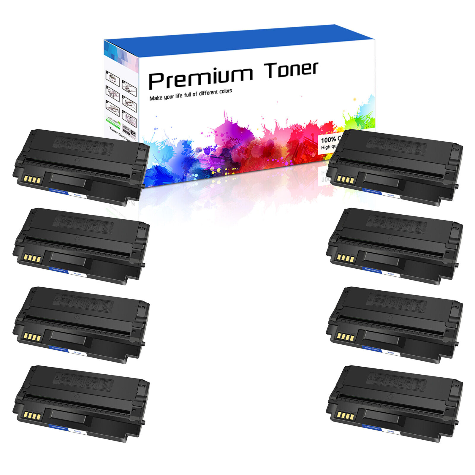 8PK High Yield ML1630 Black Toner Cartridge for Samsung ML-1630 ML-1630W Printer