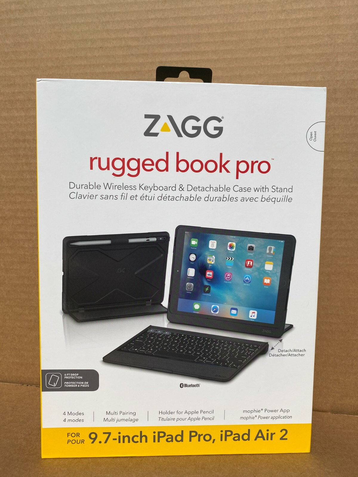 Zagg Rugged Book Pro Wireless Keyboard Case for iPad Pro 9.7" with stand - Black