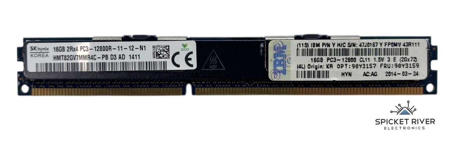 Lot of 6 - SK Hynix HMT82GV7MMR4C-PB 16GB 2Rx4 PC3-12800R DDR3 VLP Server RAM