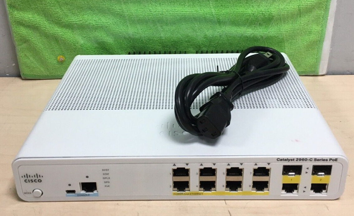 Cisco WS-C2960C-8PC-L V01 8 Port Ethernet POE Switch NO RACK EARS (TESTED)