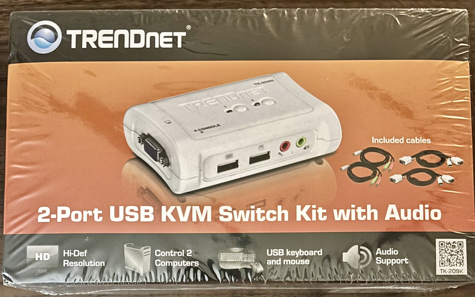Trendnet TK-209K 2-port USB KVM Switch Kit with Audio *New & Sealed*