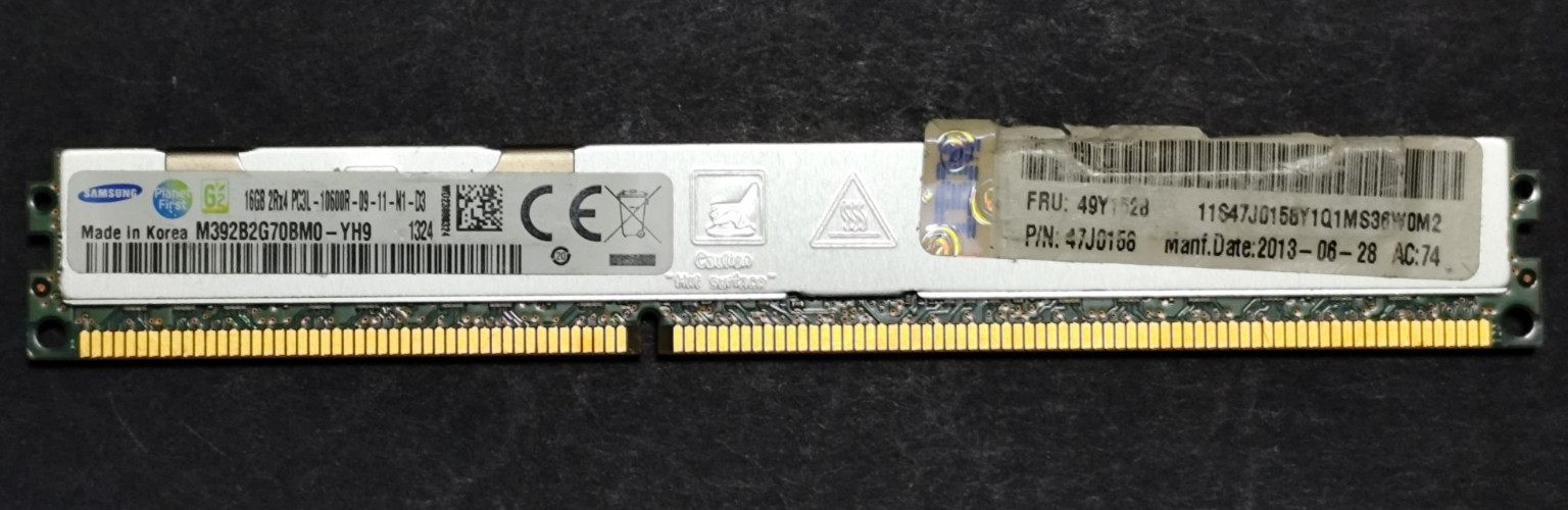 64GB (4 x 16GB) Samsung DDR3-1333 RDIMM PC3L-10600R ECC M392B2G70BM0-YH9 Lot#24