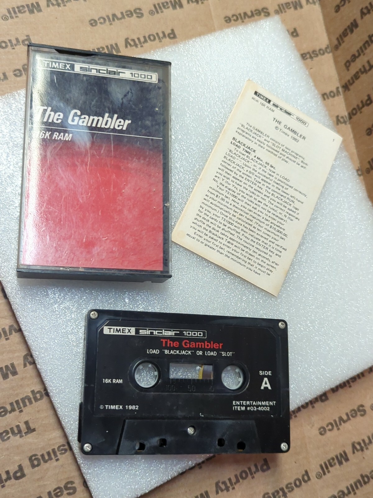 Vintage Timex Sinclair The Gambler  Software Game 16k ram