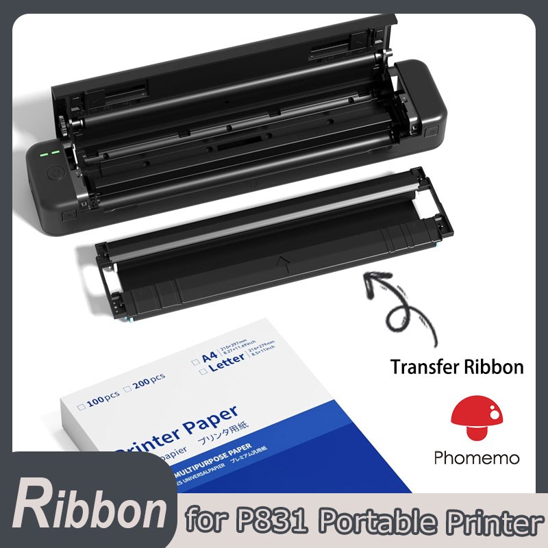 2 Rolls,Phomemo Exclusive Thermal Transfer Ribbon for P831 Portable Printer
