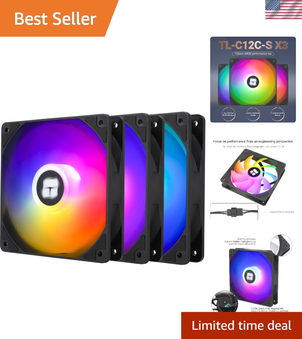Triple Pack TL-C12C-S X3 120mm ARGB Fans – Dynamic Color Modes & Cooling