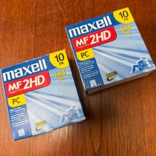 Maxell MF2HD 3.5 High Density Floppy Disks 1.44MB PC 10-Pack Lot of 2