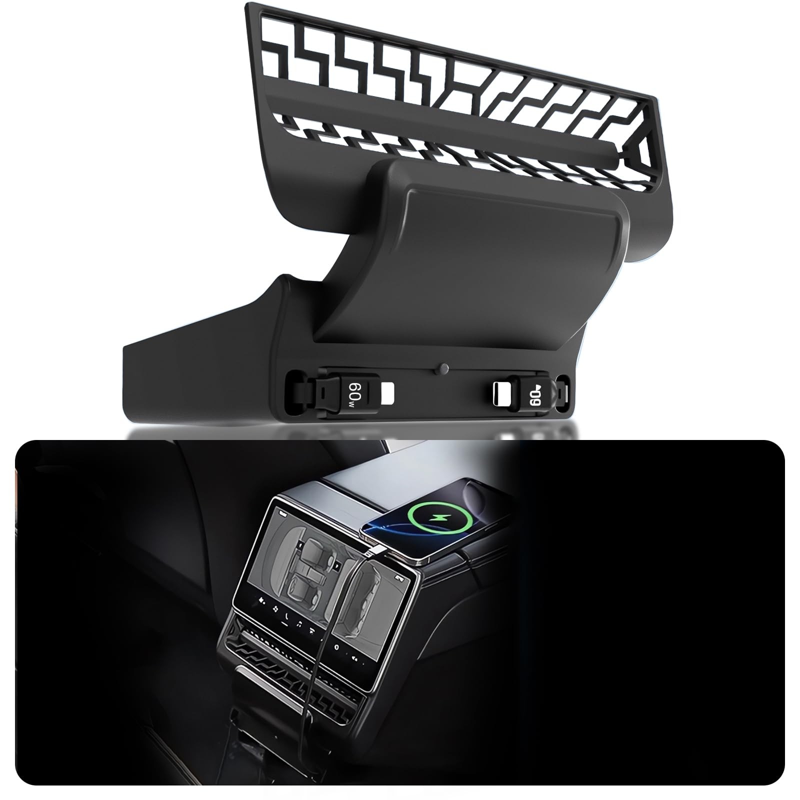 DGXWLLW USB Hub for Tesla Model Y Juniper 3 Highland Black