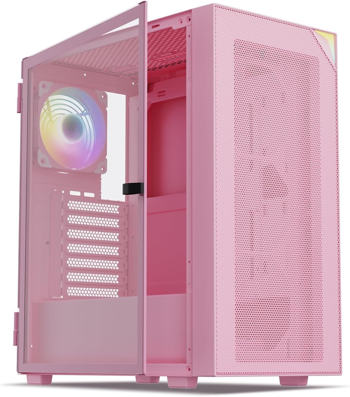 AL800 Pink Full Tower PC Case - Tempered Glass, ARGB Fans, E-ATX Support