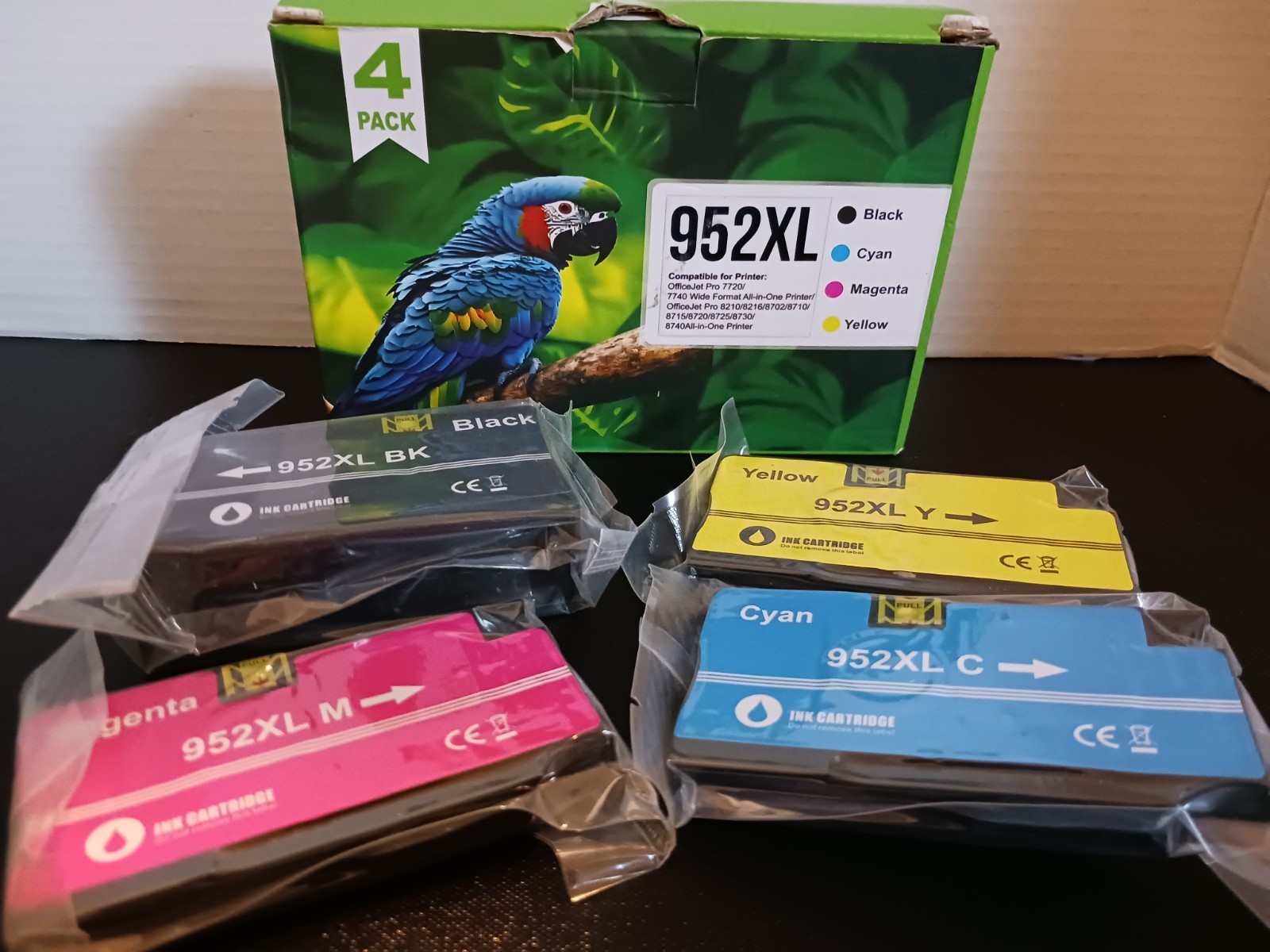 952XL 4 Pack Ink Cartridge All In One OfficeJet Pro HP Printers Compatible New