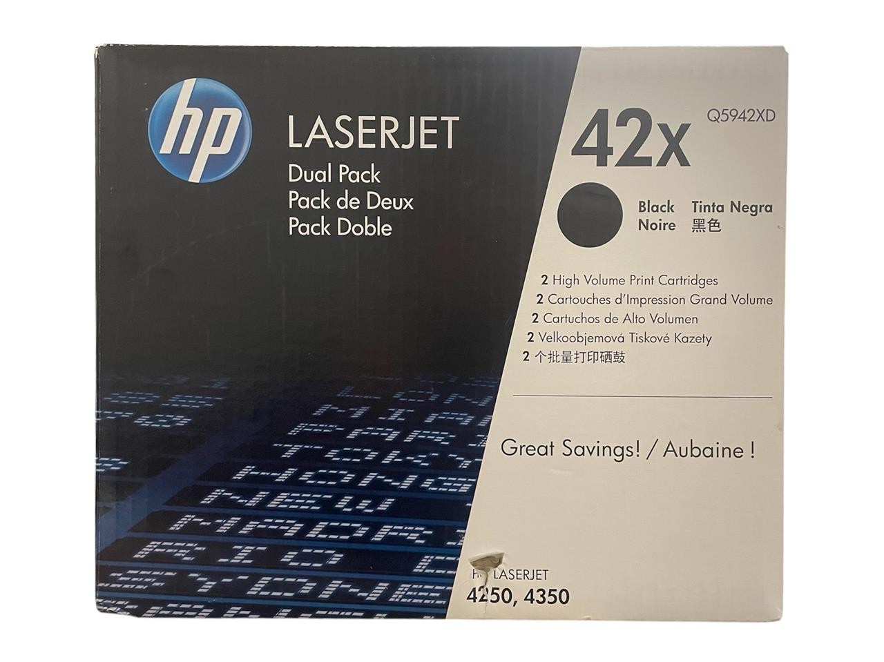 Original HP 42X Q5942XD Dual Pack Black Toner Cartridges New