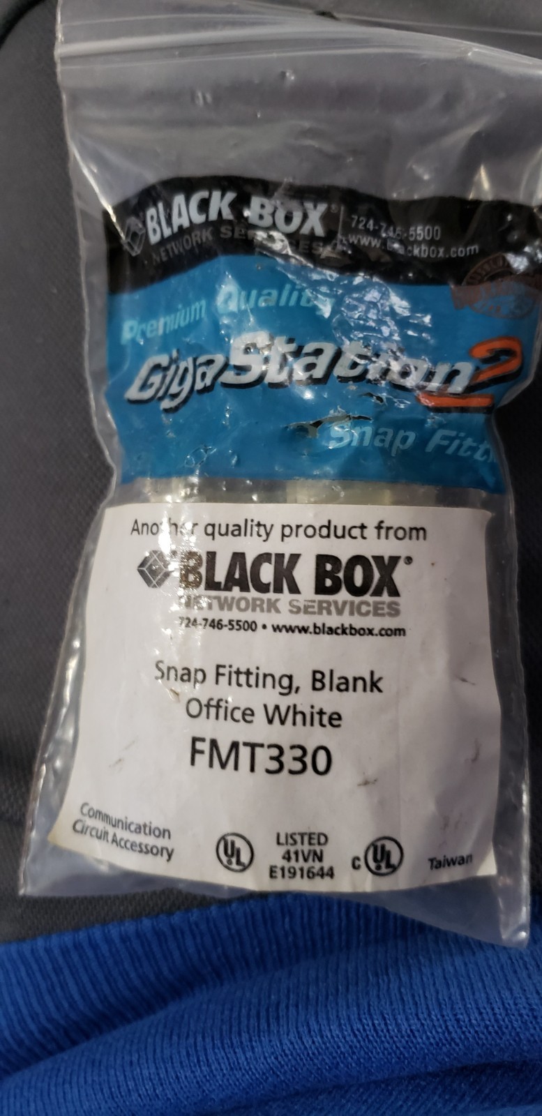 Lot of 8 with 10ea.--Black Box FMT330 Snap Fitting Blanks, Office White