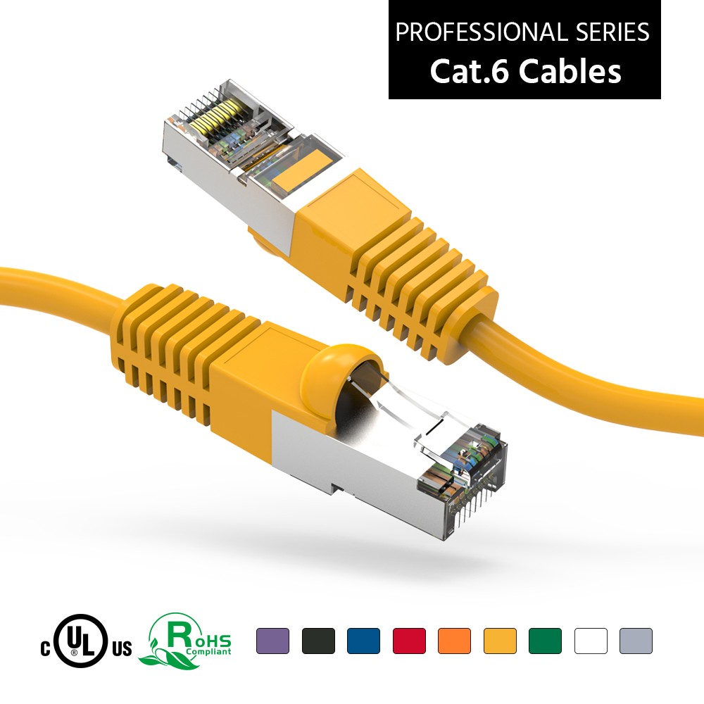 20 Pack of 15Ft CAT6 Shielded (SSTP) Ethernet Network Booted Cable Yellow