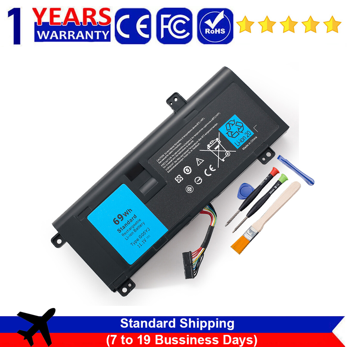 69Wh G05YJ Laptop Battery For Dell Alienware A14 M14X R3 R4 ALW14D-5528 0G05YJ