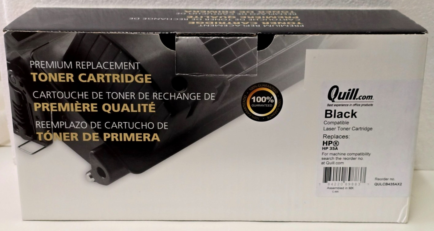 Quill Black Laser Toner Ink Replacement Cartridge (Sealed)  HP35A (CB435AX2)