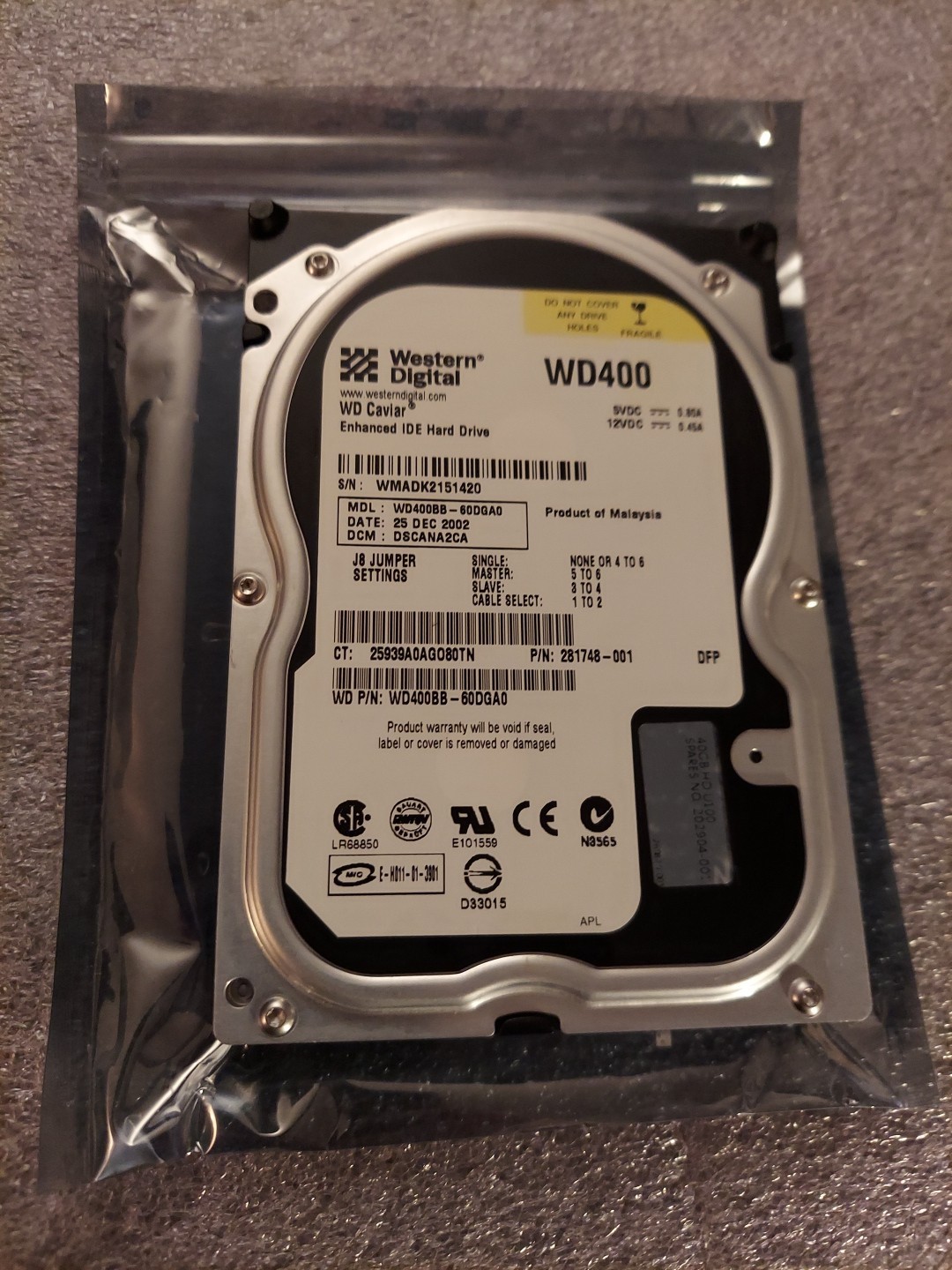 Tested GOOD Legacy Vintage WD400BB 40GB IDE PATA Internal HDD Hard Disk Drive